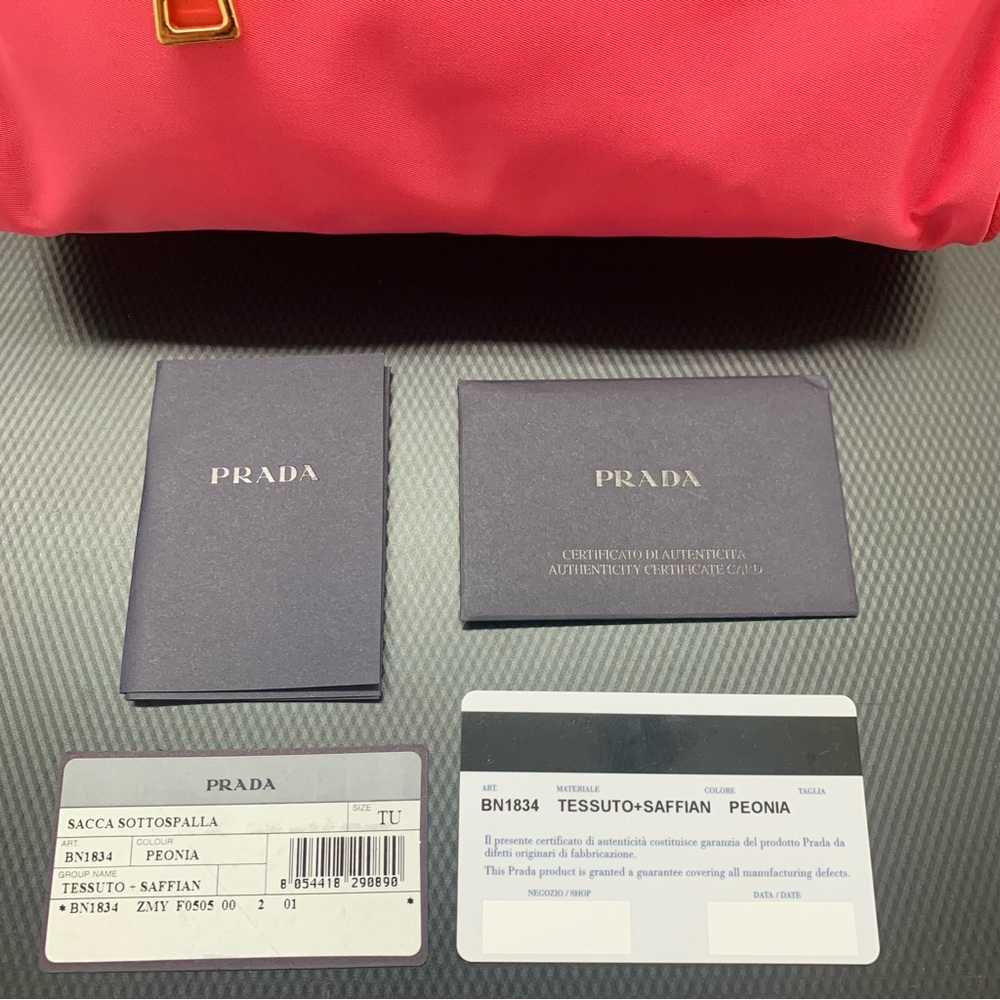 PRADA BN1834 Tessuto Saffiano Nylon Shoulder Bag in Peonia Pink - Picture 11 of 13
